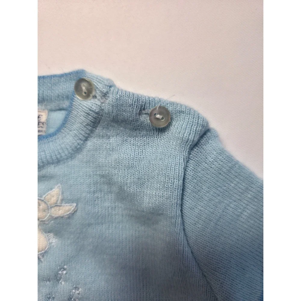 Vintage Carriage Boutiques Baby Boy Knit Romper Blue Bunny Newborn Heirloom